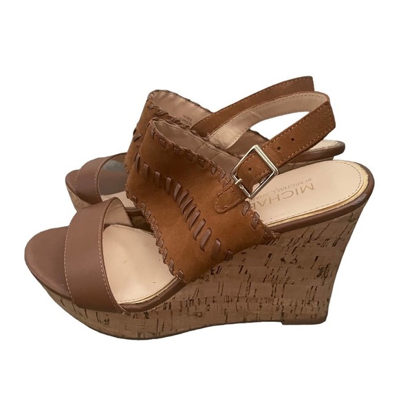 Michael Shannon Christa Slingback Leather Cork Wedge - Picture 4 of 10